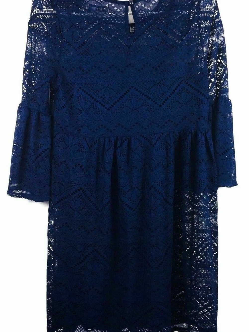UEC Bailey Blue Navy Crochet Lace Bell Sleeves Separate w/ Slip Dress SZ L